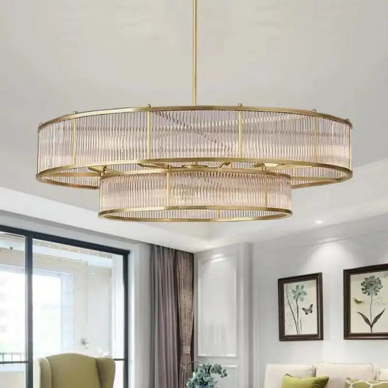 American Round Crystal Chandelier Post-modern Living Room Minimalist Villa Lobby Double-layer Glass Rod Pendant Lighting Fixture
American Round Crystal Chandelier Post-modern Living Room Minimalist Villa Lobby Double-layer Glass Rod Pendant Lighting Fixture