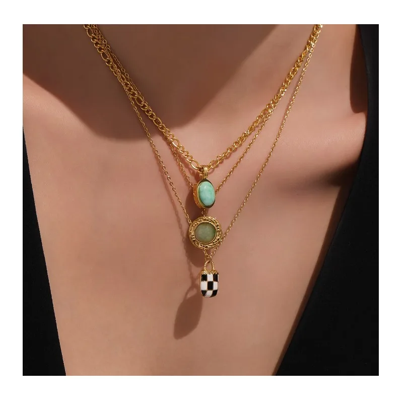 Seattle Niche Natural Stone Oval Pendant Necklace Dripping Oil Black and White Plaid Pattern Bag Extremely Fine Titanium Steel C
Seattle Niche Natural Stone Oval Pendant Necklace Dripping Oil Black and White Plaid Pattern Bag Extremely Fine Titanium Steel C