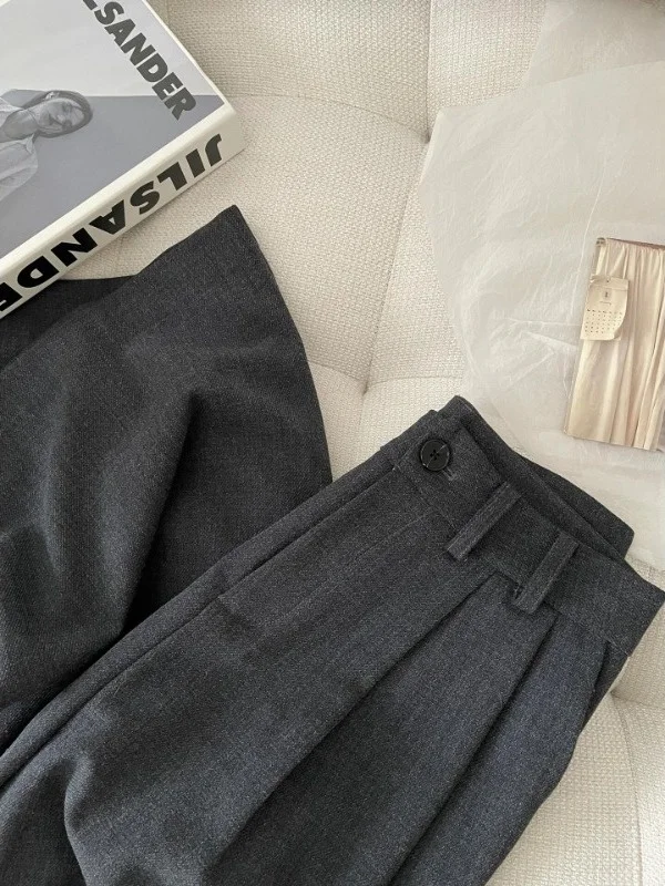 plus Size 300 Pounds Women's Dark Grey Wide Leg Suit Pants High Waist Slimming Pleated Commuter Style Korean Fashion Summer
plus Size 300 Pounds Women's Dark Grey Wide Leg Suit Pants High Waist Slimming Pleated Commuter Style Korean Fashion Summer