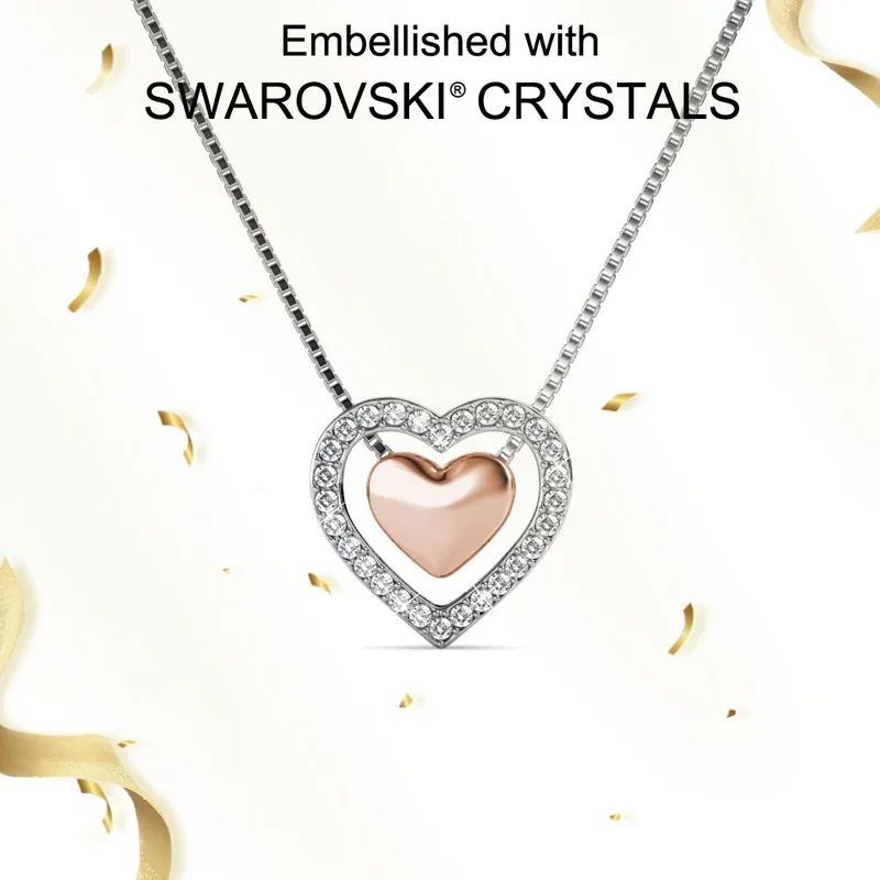 Daisini Bi Color Heart in Heart 925 Sterling Silver Swarovski Crystals Pendant Necklace for Coupon Love Fine Jewelry Party Gifts
Daisini Bi Color Heart in Heart 925 Sterling Silver Swarovski Crystals Pendant Necklace for Coupon Love Fine Jewelry Party Gifts