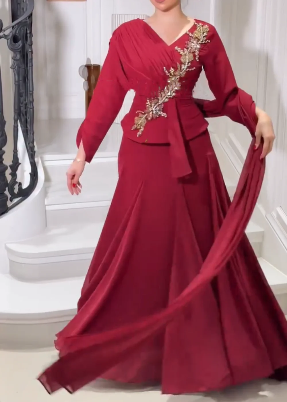 Customized Fashion Jersey Pleat Sequined Pattern A-line V-neck Long Bespoke Occasion Party Dresses Chinese Style
Customized Fashion Jersey Pleat Sequined Pattern A-line V-neck Long Bespoke Occasion Party Dresses Chinese Style