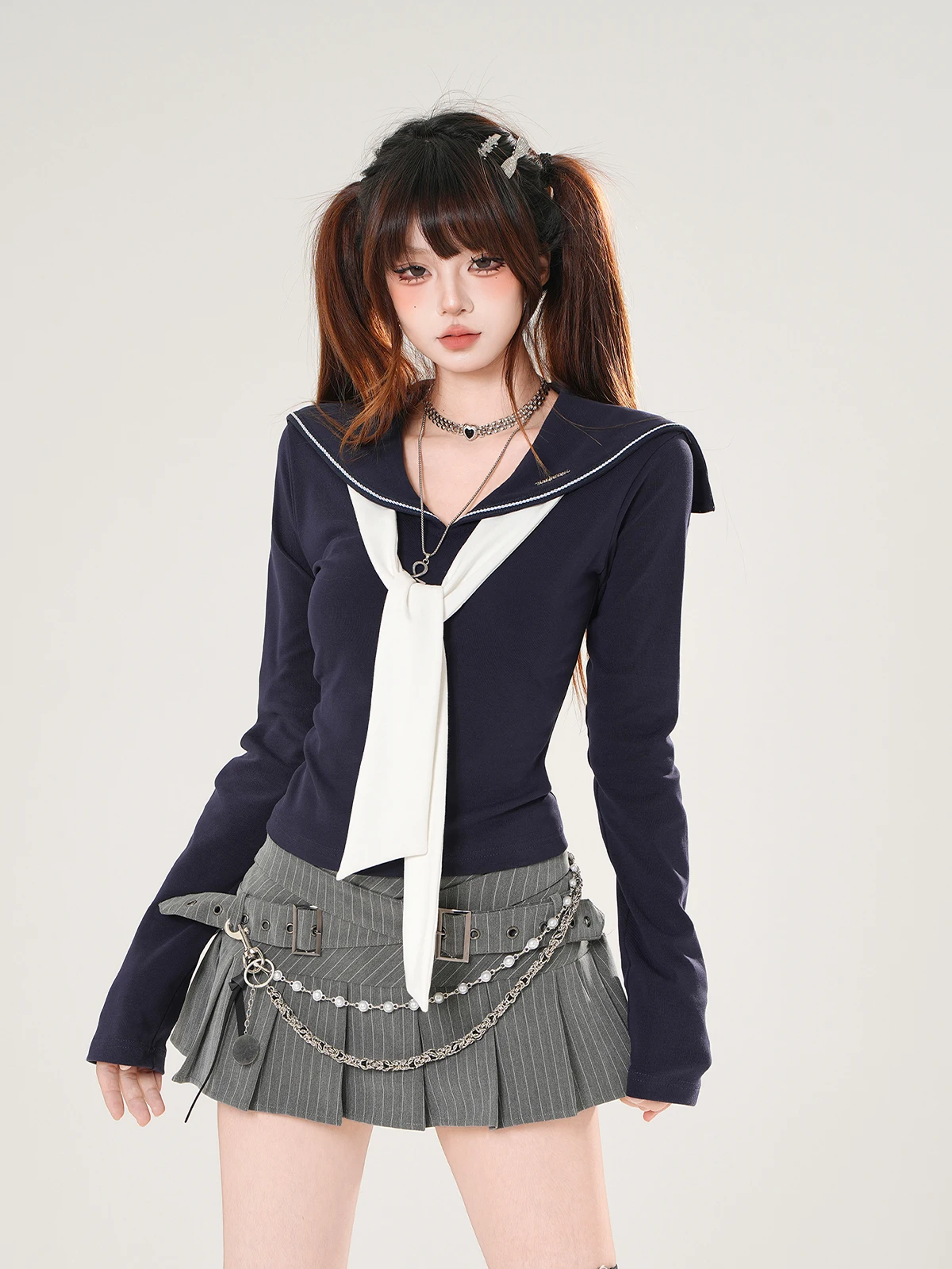 Комплект молодежной ручной работы American Sle Long Sve Spicy Girl Темно-синяя футболка с воротником Женская осенняя футболка с талией Inward Slim ort Top
Комплект молодежной ручной работы American Sle Long Sve Spicy Girl Темно-синяя футболка с воротником Женская осенняя футболка с талией Inward Slim ort Top