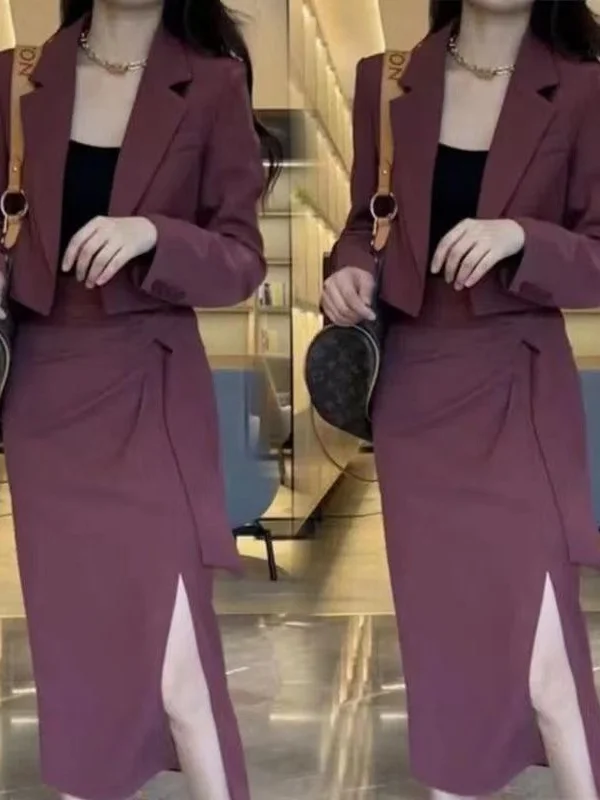 Slimming Suit Jacket And Half Skirt Set plus Size Fashionable Korean Style Autumn New Arrival High Waist A-Line Skirt
Slimming Suit Jacket And Half Skirt Set plus Size Fashionable Korean Style Autumn New Arrival High Waist A-Line Skirt