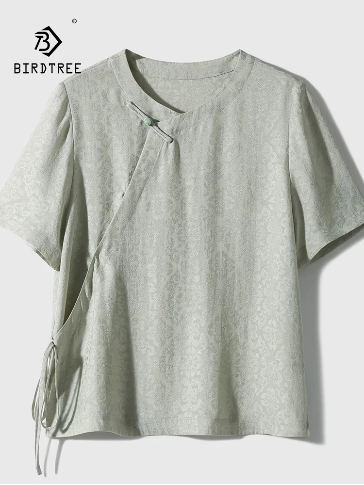 BirdTree-19MM 100%Real Silk Elegant Shirt, Short Sleeve Jacquard, Women New Chinese Style Loose Blouse, 2026 Summer New T63639CC
BirdTree-19MM 100%Real Silk Elegant Shirt, Short Sleeve Jacquard, Women New Chinese Style Loose Blouse, 2026 Summer New T63639CC