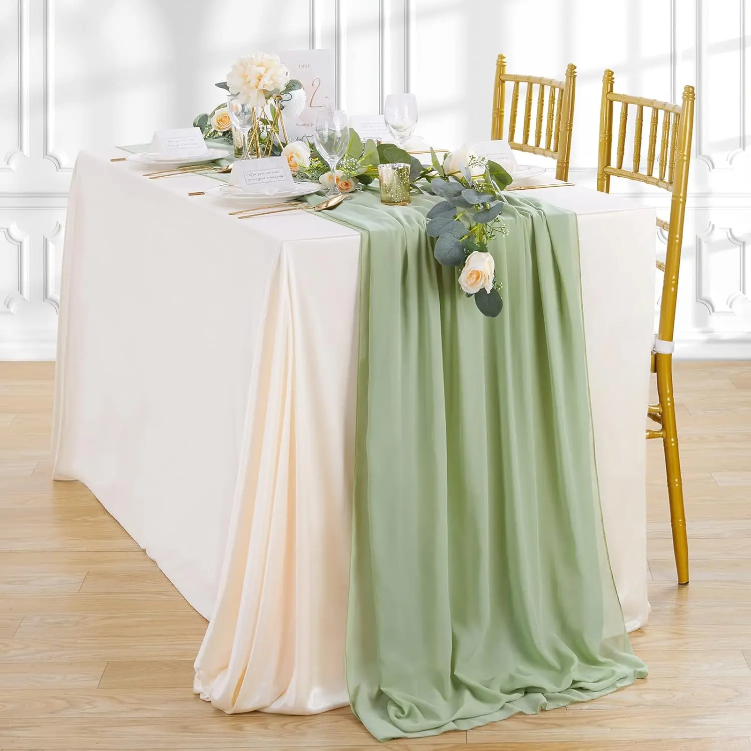 10FT Sage Green Chiffon Table Runner Sheer Romantic Table Runner for Wedding Birthday Party Outdoor Decorations 27x120 inches
10FT Sage Green Chiffon Table Runner Sheer Romantic Table Runner for Wedding Birthday Party Outdoor Decorations 27x120 inches
