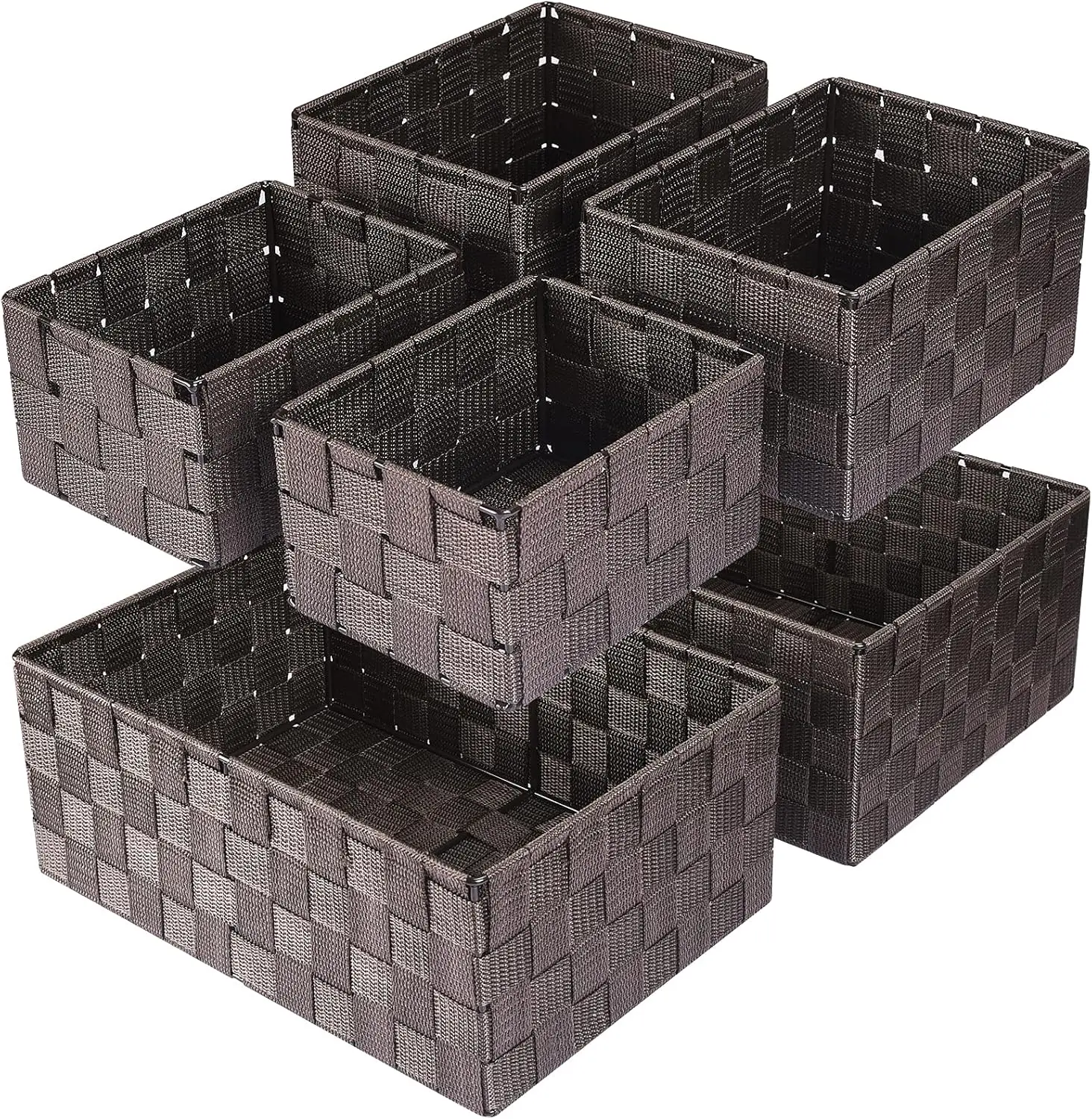 Handwoven Storage Baskets Set of Six Cube Organizers for Clothes Shelves Closet Brown
Handwoven Storage Baskets Set of Six Cube Organizers for Clothes Shelves Closet Brown