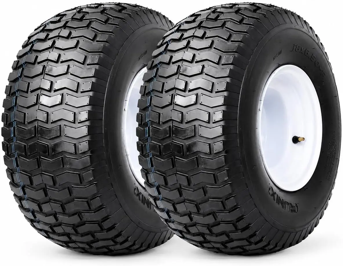 18x8.50-8 Golf Cart Lawn Mower Tire and Wheel Assembly 2 Pack, 4PR Tubeless Turf Tire, 4 Lug Steel Rim Replacement Wheel for Rid
18x8.50-8 Golf Cart Lawn Mower Tire and Wheel Assembly 2 Pack, 4PR Tubeless Turf Tire, 4 Lug Steel Rim Replacement Wheel for Rid