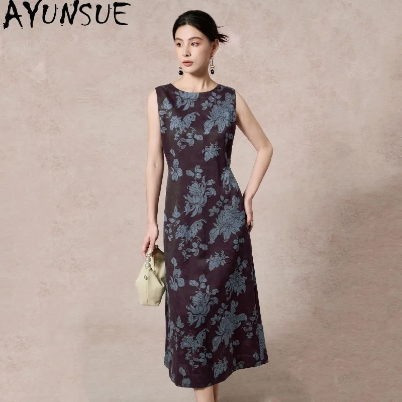 AYUNSUE 19mm Xiangyunsha Silk Dresses for Woman Chinese Style O-neck Sleeveless Summer Dresses 2026 Woman Clothes Платье Женское
AYUNSUE 19mm Xiangyunsha Silk Dresses for Woman Chinese Style O-neck Sleeveless Summer Dresses 2026 Woman Clothes Платье Женское