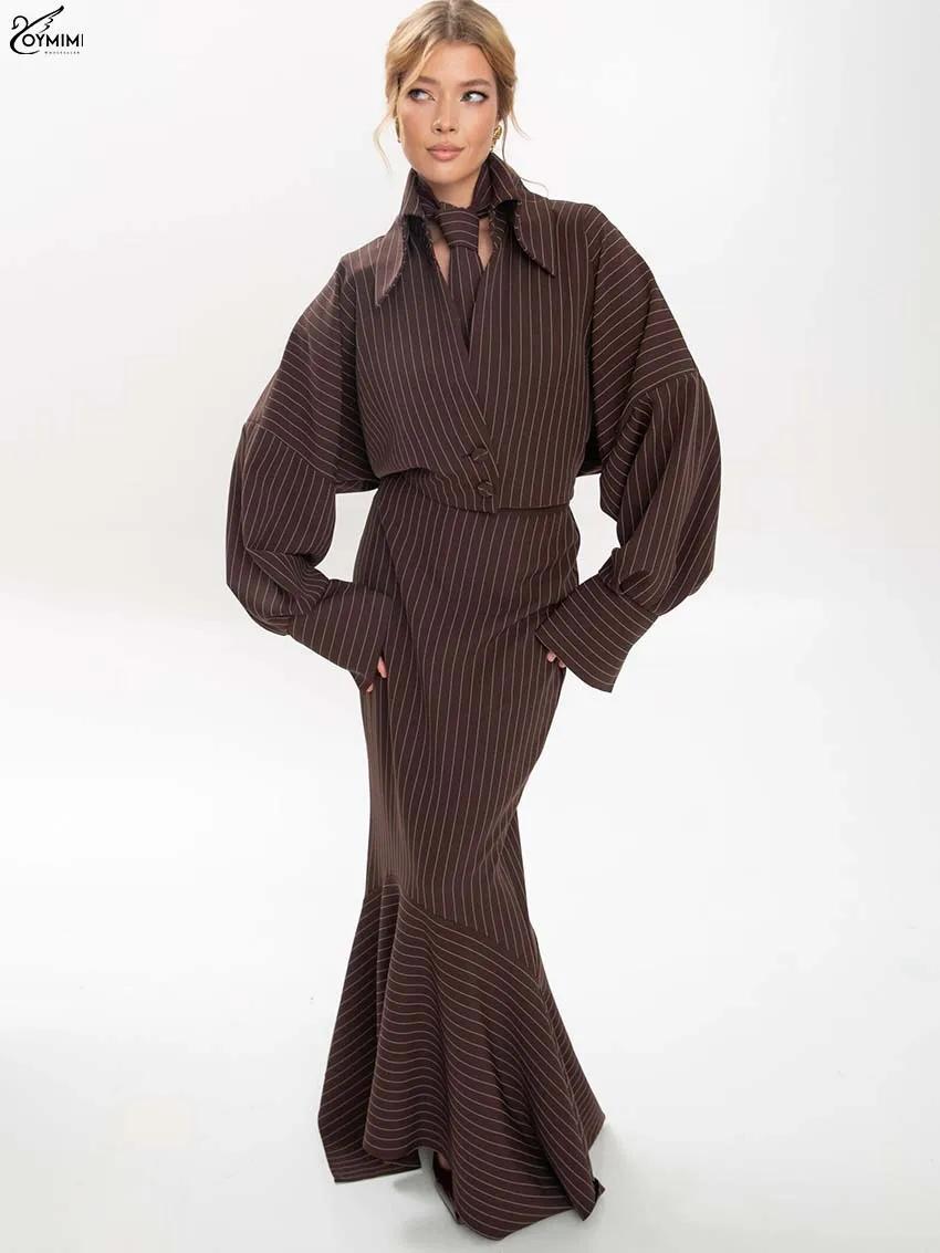 Oymimi Eleagnt Brwon Print Two Piece Outfits Woman Fashion Long Sleeve Single Breasted Tie Button Shirts And Mermaid Skirts Sets
Oymimi Eleagnt Brwon Print Two Piece Outfits Woman Fashion Long Sleeve Single Breasted Tie Button Shirts And Mermaid Skirts Sets