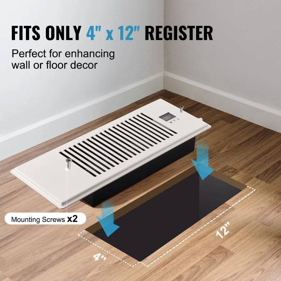 Quiet Vent Booster Fan for 4' x 12' Register Holes White with Remote and Thermostat Control Adjustable Speed for Heating Coolin
Quiet Vent Booster Fan for 4' x 12' Register Holes White with Remote and Thermostat Control Adjustable Speed for Heating Coolin