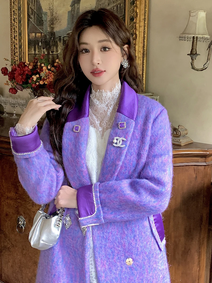 Женское шерстяное пальто Ele средней длины, фиолетовое, роскошное, модное, в Корейском стиле, на пуговицах, из полиэстера, прямого кроя
Женское шерстяное пальто Ele средней длины, фиолетовое, роскошное, модное, в Корейском стиле, на пуговицах, из полиэстера, прямого кроя