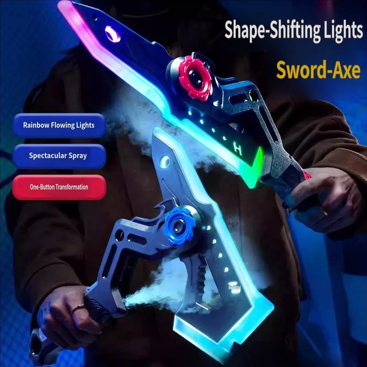Cool Double Blade Tomahawk Sword Children's Toy Boy Luminous Double Knife Flow Spray 2-in -1 Sound and Light Axe Laser Sword
Cool Double Blade Tomahawk Sword Children's Toy Boy Luminous Double Knife Flow Spray 2-in -1 Sound and Light Axe Laser Sword
