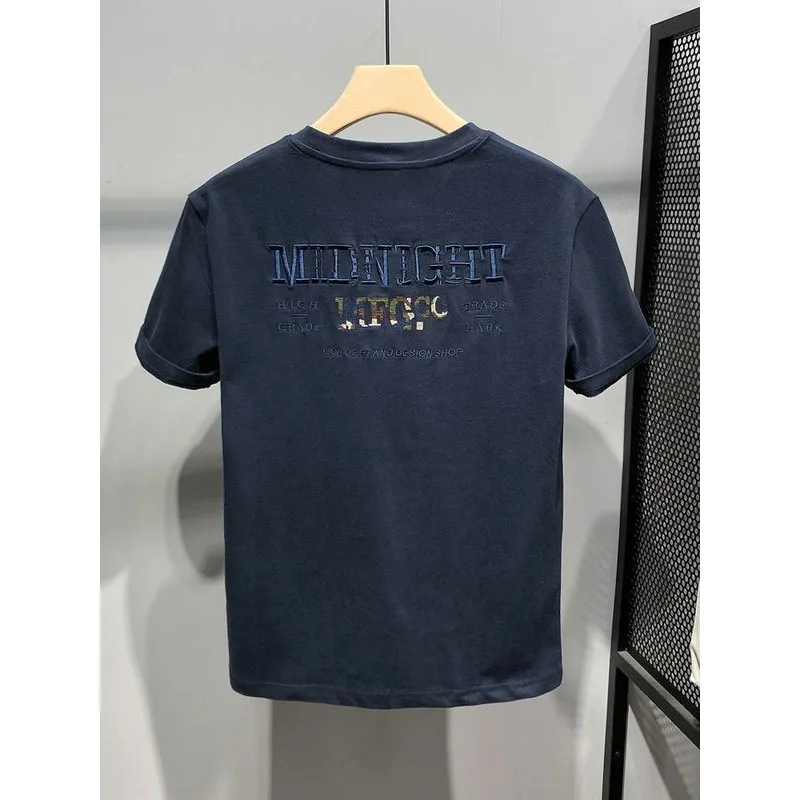 Летняя новая футболка с коротким рукавом, мужская повседневная футболка с Вышивкой Букв, круглым вырезом и рукавом до локтя, модный универсальный топ
Летняя новая футболка с коротким рукавом, мужская повседневная футболка с Вышивкой Букв, круглым вырезом и рукавом до локтя, модный универсальный топ