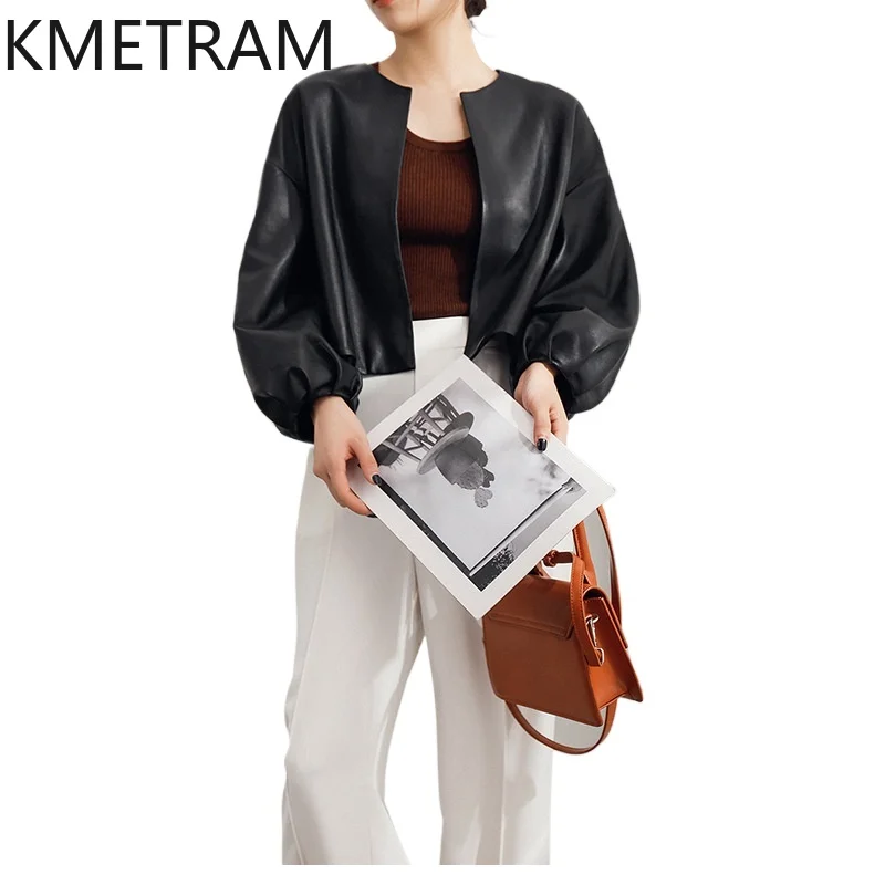 KMETRAM Genuine Sheepskin Leather Jacket Woman Short O-Neck Cardigan Coat Lantern Sleeves Jackets Autumn Women Clothing 2026 자켓
KMETRAM Genuine Sheepskin Leather Jacket Woman Short O-Neck Cardigan Coat Lantern Sleeves Jackets Autumn Women Clothing 2026 자켓