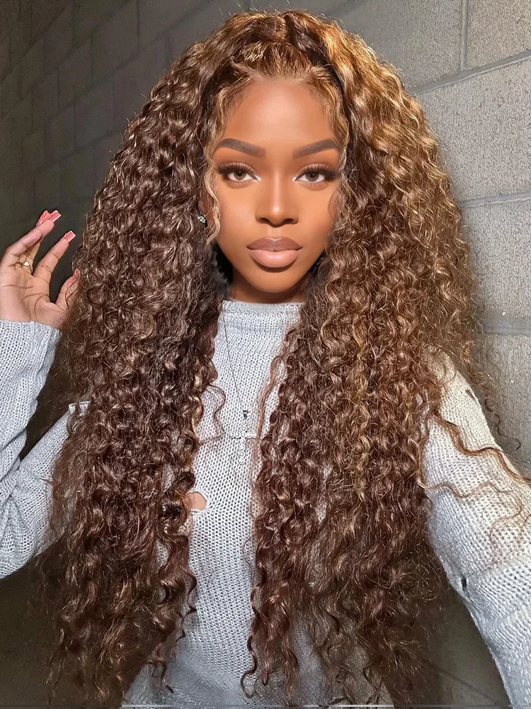 4/27 Highlight Ombre Deep Wave HD Lace Front Wigs 250 Density Curly 30 40 Inch Brown 13x6 Lace Frontal Human Hair Wig Water Wave
4/27 Highlight Ombre Deep Wave HD Lace Front Wigs 250 Density Curly 30 40 Inch Brown 13x6 Lace Frontal Human Hair Wig Water Wave