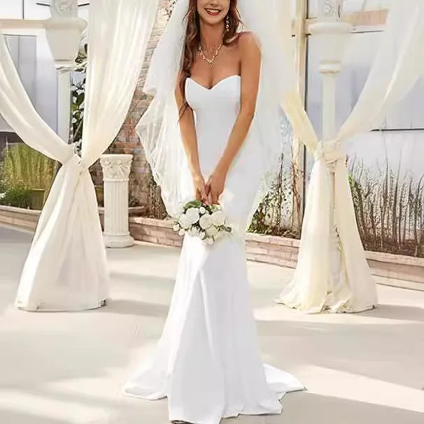 Simple Mermaid Wedding Dresses Church Wedding Dress Outdoor Wedding Dress Customized Boho Wedding Gown 2025
Simple Mermaid Wedding Dresses Church Wedding Dress Outdoor Wedding Dress Customized Boho Wedding Gown 2025