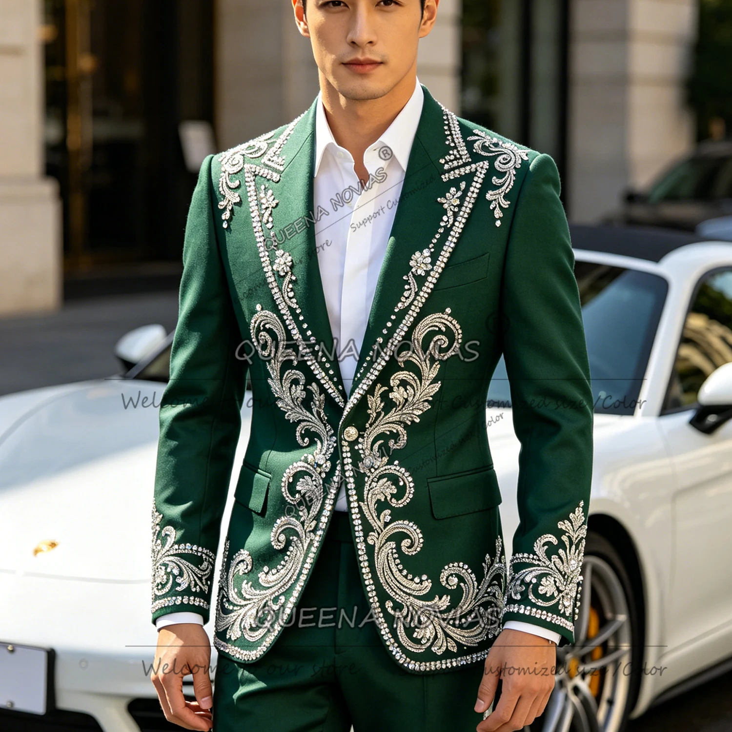 Exquisite Crystals Beaded Suit Men Slim Fit Single Breasted Jacket Pants 2 Piece Sets Groom Formal Party Tuxedo Attie Man Outfit
Exquisite Crystals Beaded Suit Men Slim Fit Single Breasted Jacket Pants 2 Piece Sets Groom Formal Party Tuxedo Attie Man Outfit