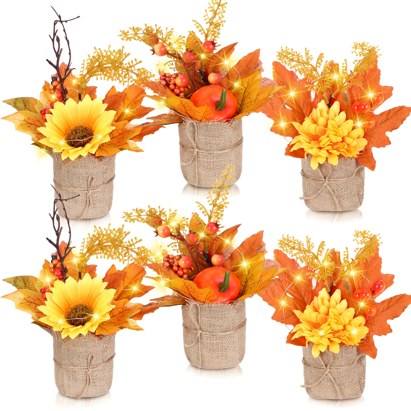 6pcs Fall Flowers Fall Centerpieces for Tables Artificial Flowers with Burlap Base Mini Plants Decorations Fake Fall Flowers Artificial for Decoration(Flower Style)
6pcs Fall Flowers Fall Centerpieces for Tables Artificial Flowers with Burlap Base Mini Plants Decorations Fake Fall Flowers Artificial for Decoration(Flower Style)