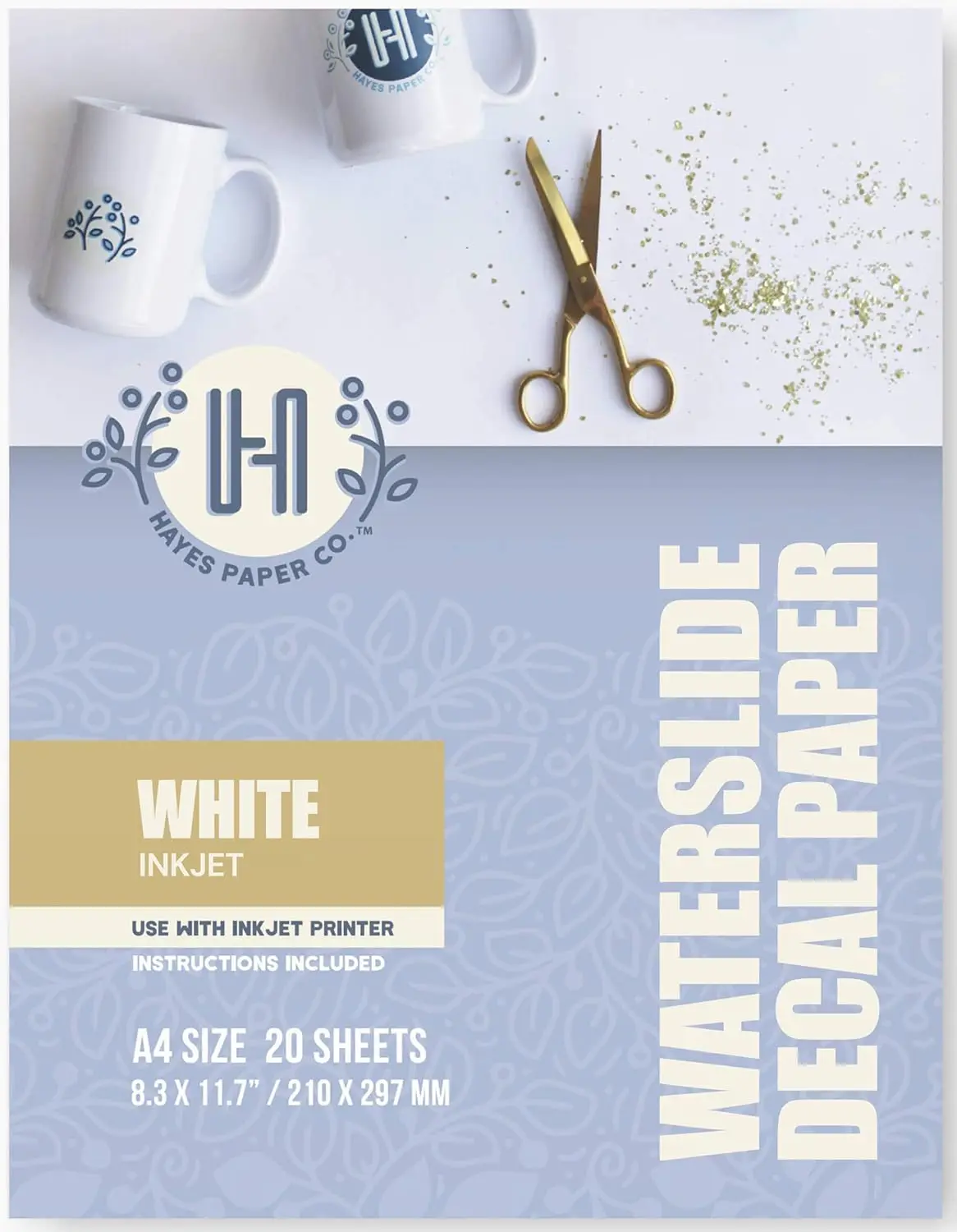 Waterslide Decal Paper INKJET WHITE 20 Sheets Premium Transfer Paper for Ceramics Glass Metal, A4 8.25x11.7 Inch
Waterslide Decal Paper INKJET WHITE 20 Sheets Premium Transfer Paper for Ceramics Glass Metal, A4 8.25x11.7 Inch