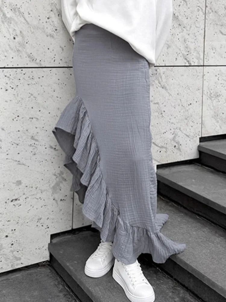 BKLD Autumn 2025 Women Clothing Pure Cotton Long Skirts Fashion Split Pleated Ruffles Edge Casual Irregular Skirts Streetwear
BKLD Autumn 2025 Women Clothing Pure Cotton Long Skirts Fashion Split Pleated Ruffles Edge Casual Irregular Skirts Streetwear