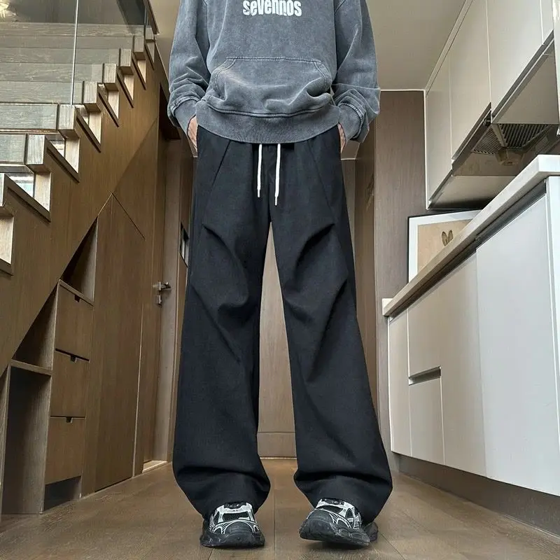 Men's Clothing Solid Color Elastic Pockets Drawstring High Waist Casual Trousers Cargo Spring AutumnStraight Wide Leg Pants
Men's Clothing Solid Color Elastic Pockets Drawstring High Waist Casual Trousers Cargo Spring AutumnStraight Wide Leg Pants