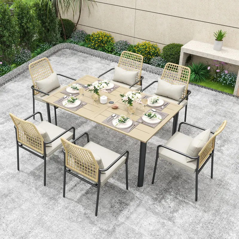 !@Dwoo Iron Dining Set 6 Person Rectangular Dining Table Chairs Set Leisure Waterproof Outdoor Furniture Sets
!@Dwoo Iron Dining Set 6 Person Rectangular Dining Table Chairs Set Leisure Waterproof Outdoor Furniture Sets