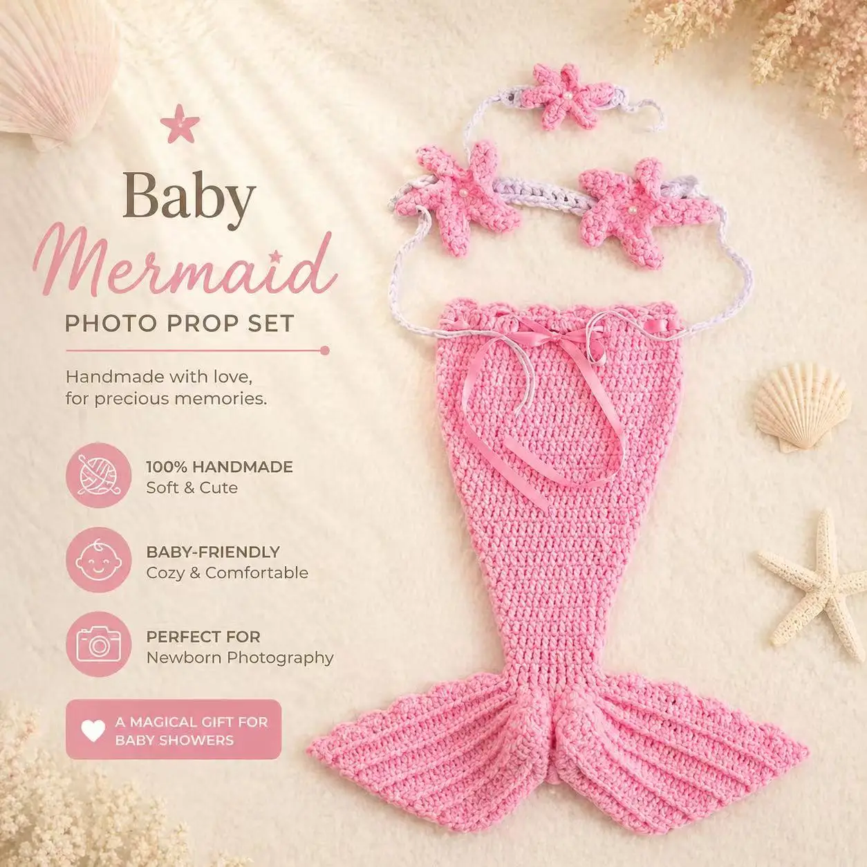 Newborn Baby Mermaid Photo Prop Set Handmade Crochet Knit Costume Infant Photography Outfit 0-3 Months Baby Shower Gift
Newborn Baby Mermaid Photo Prop Set Handmade Crochet Knit Costume Infant Photography Outfit 0-3 Months Baby Shower Gift