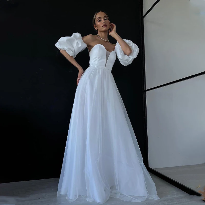V-neck Soft Tulle A Line Wedding Dresses With Detachable Puff Sleeves A-line Bride Dress Princess Gowns Vestido de Noiva
V-neck Soft Tulle A Line Wedding Dresses With Detachable Puff Sleeves A-line Bride Dress Princess Gowns Vestido de Noiva