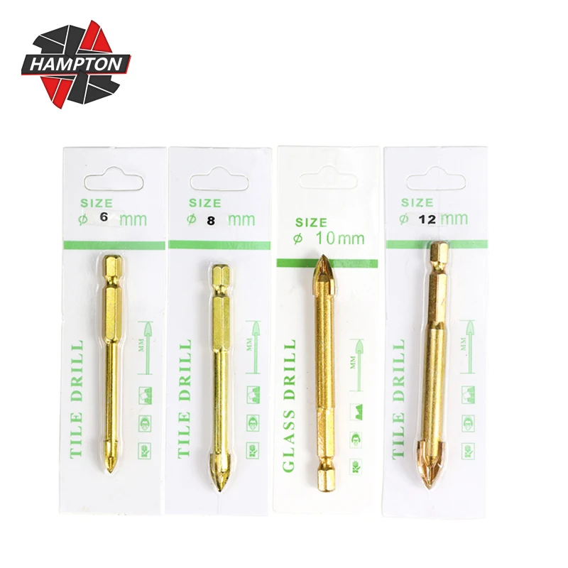 HAMPTON Carbide Glass Drill Bit Set Alloy Carbide Point with 4 Cutting Edges Tile&Glass Cross Spear Head Drill Bits 6/8/10/12mm
HAMPTON Carbide Glass Drill Bit Set Alloy Carbide Point with 4 Cutting Edges Tile&Glass Cross Spear Head Drill Bits 6/8/10/12mm