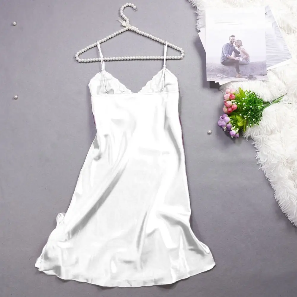 Fashion Lace Bow Women's Pajama Dress Split Sleeveless Ice Silk Suspender Nightdress Thin Sleepwear Slim Sling Nightgown Club
Fashion Lace Bow Women's Pajama Dress Split Sleeveless Ice Silk Suspender Nightdress Thin Sleepwear Slim Sling Nightgown Club