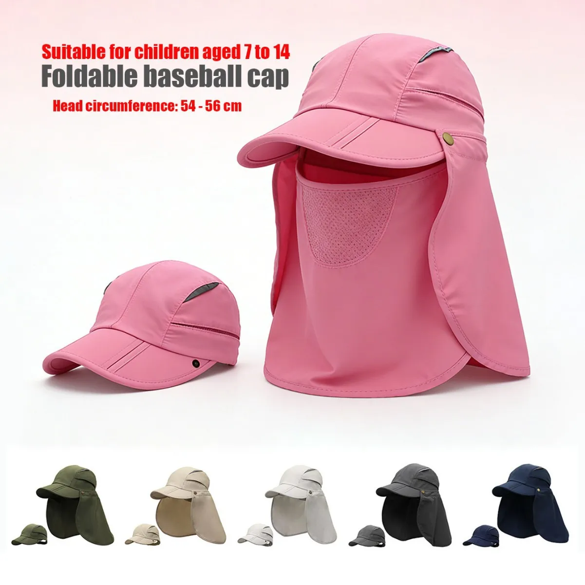 Children's baseball cap neck visor dual-purpose sun hat detachable adjustable shawl breathable quick-drying fishing hat.
Children's baseball cap neck visor dual-purpose sun hat detachable adjustable shawl breathable quick-drying fishing hat.
