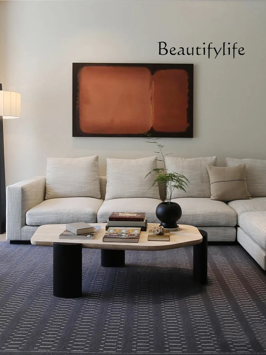 living room home solid wood tea table Modern simple wabi-sabi wind natural travertine coffee table
living room home solid wood tea table Modern simple wabi-sabi wind natural travertine coffee table