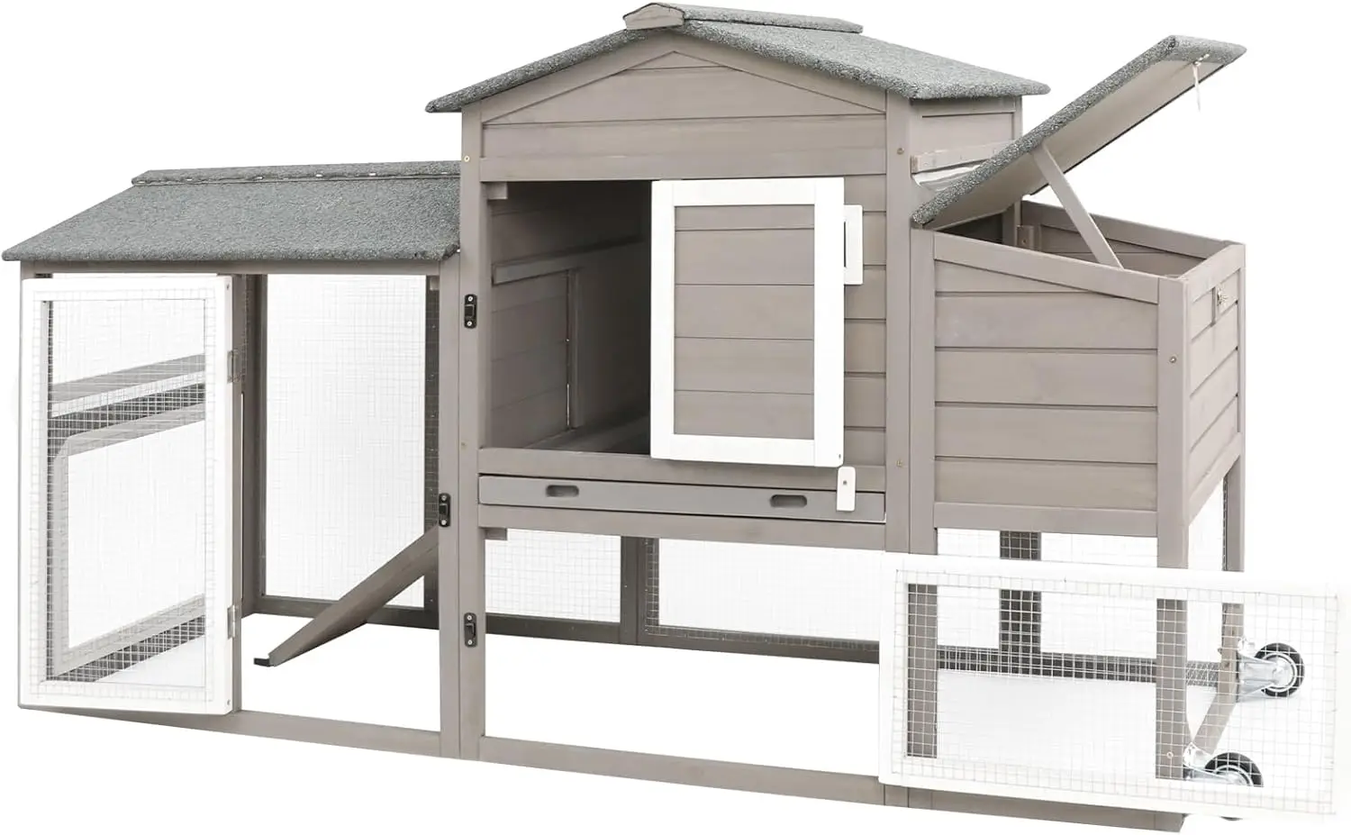 Petscosset Large Chicken Coop with Wheels, Backyard Wooden Hen House Outdoor for 2-3, 2 Story Poultry Cage Coop and Run, Nesting
Petscosset Large Chicken Coop with Wheels, Backyard Wooden Hen House Outdoor for 2-3, 2 Story Poultry Cage Coop and Run, Nesting