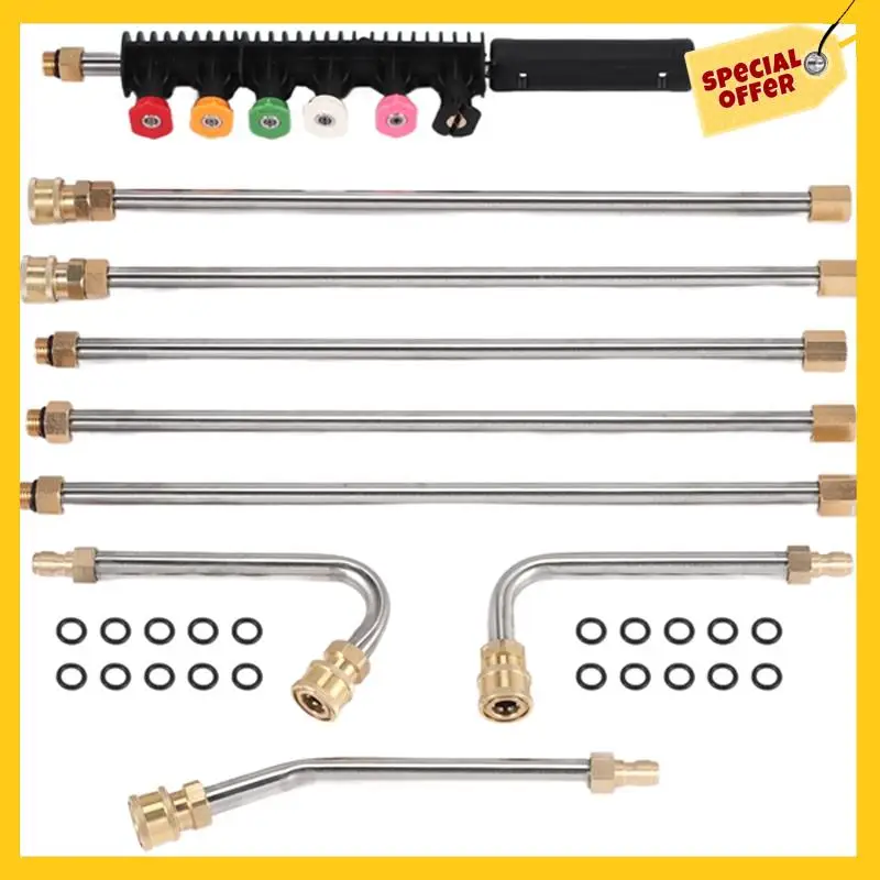 Pressure Washer Extension Wand Set - Upgrade Power Washer Lance With Spray Nozzle Tips,Curved Rod, 1/4 Inch Quick Connect, Repla
Pressure Washer Extension Wand Set - Upgrade Power Washer Lance With Spray Nozzle Tips,Curved Rod, 1/4 Inch Quick Connect, Repla
