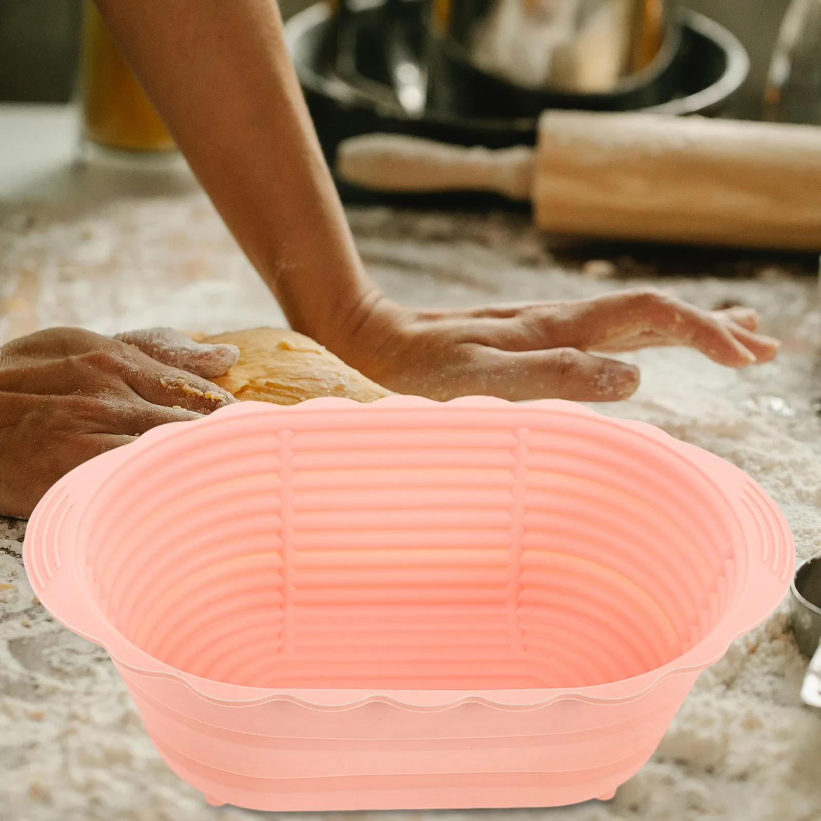 Large Capacity Pink Oval Silicone Bread Proofing Basket Sourdough Banneton Dough Container For Baking Heat Resistant
Large Capacity Pink Oval Silicone Bread Proofing Basket Sourdough Banneton Dough Container For Baking Heat Resistant