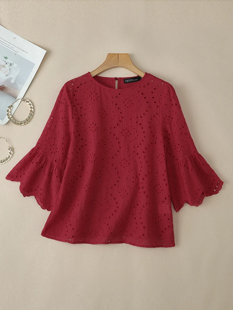 Summer Women Tops Elegant Lace Crochet Blouse 2025 ZANZEA Female Holiday Shirt Work OL Tops Stylish 3/4 Sleeve Patchwork Blusas
Summer Women Tops Elegant Lace Crochet Blouse 2025 ZANZEA Female Holiday Shirt Work OL Tops Stylish 3/4 Sleeve Patchwork Blusas