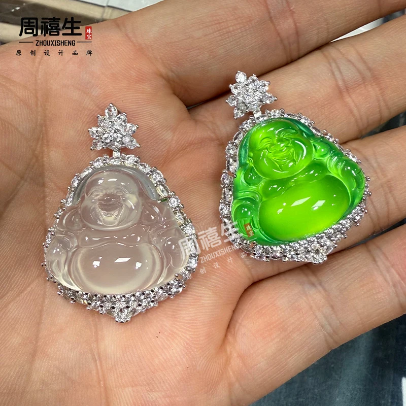 New-style silver-plated necklace women, Laughing Buddha jade pendant Qixi Festival
New-style silver-plated necklace women, Laughing Buddha jade pendant Qixi Festival