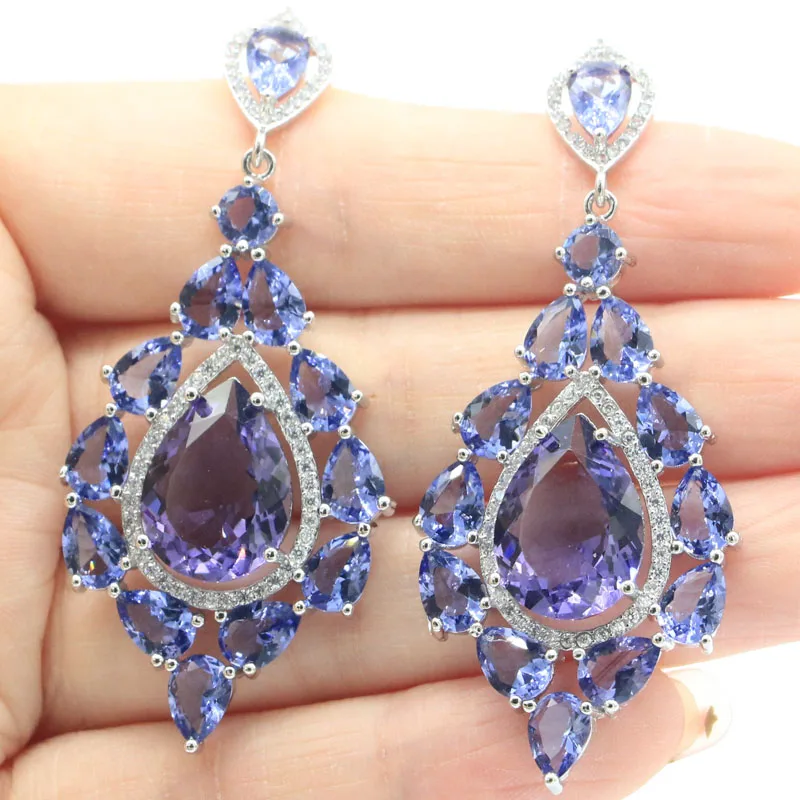 63x27mm Multi Color Long Big 13g Peridot Purple Spinel Aquamarine Violet Tanzanite Emerald CZ Women Silver Plated Earrings
63x27mm Multi Color Long Big 13g Peridot Purple Spinel Aquamarine Violet Tanzanite Emerald CZ Women Silver Plated Earrings