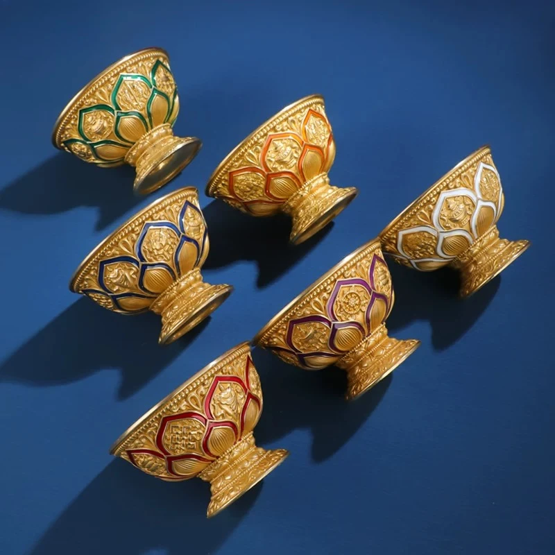 CZ seven water supply cups eight Buddha bowls pure copper household Buddha front ornament lotus holy water cup
CZ seven water supply cups eight Buddha bowls pure copper household Buddha front ornament lotus holy water cup