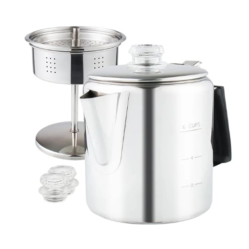Premium Multi Use Percolator Coffee Pot With Heat Resistant Glass Knob & Silica Gel Handle, For Indoor Induction Cooktop, 6 Cup
Premium Multi Use Percolator Coffee Pot With Heat Resistant Glass Knob & Silica Gel Handle, For Indoor Induction Cooktop, 6 Cup