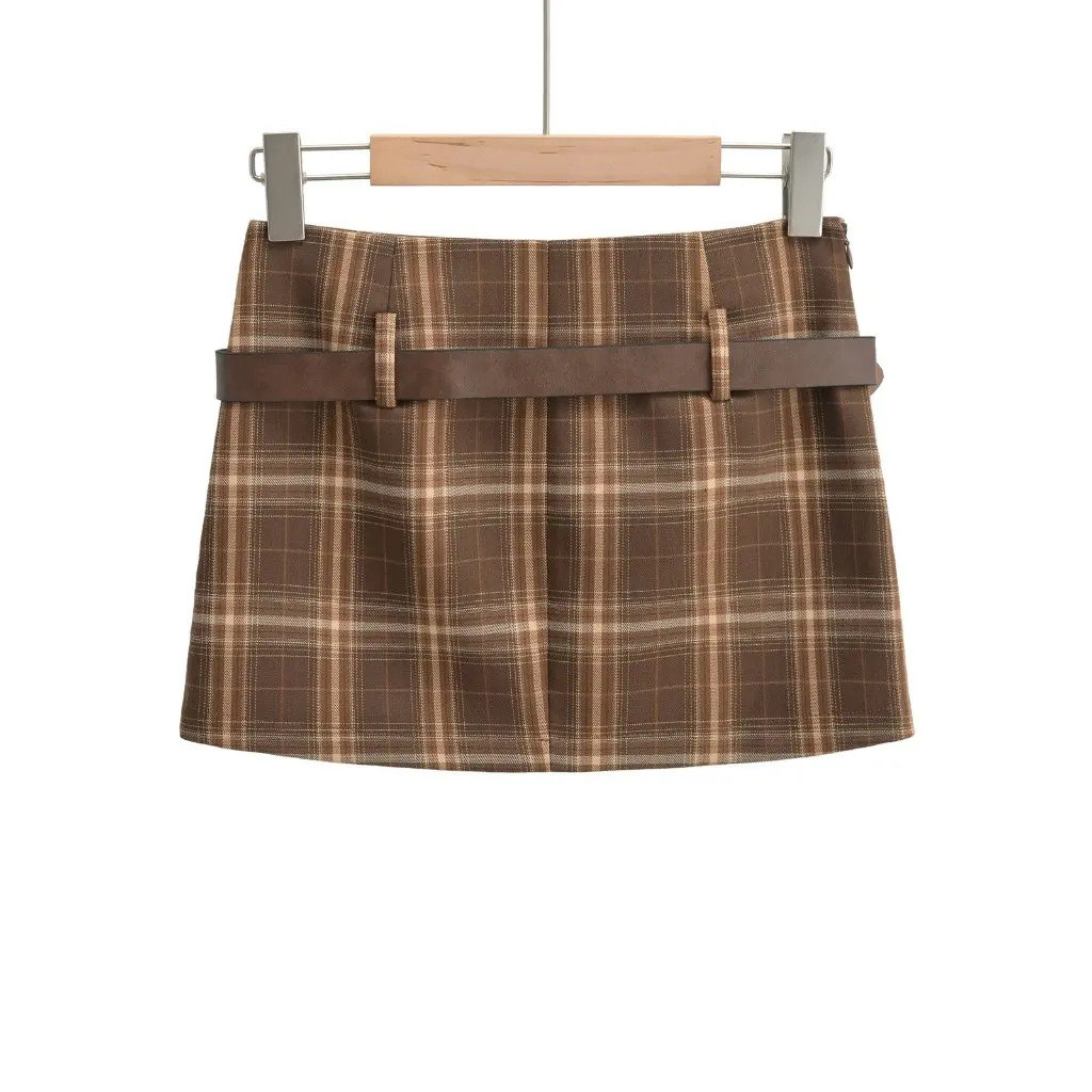 Women's Retro Plaid Skirt Preppy Style A-Line Mini Skirt with Belt for Autumn Anti-Exposure Sheath Design Hot Girl Fashion
Women's Retro Plaid Skirt Preppy Style A-Line Mini Skirt with Belt for Autumn Anti-Exposure Sheath Design Hot Girl Fashion