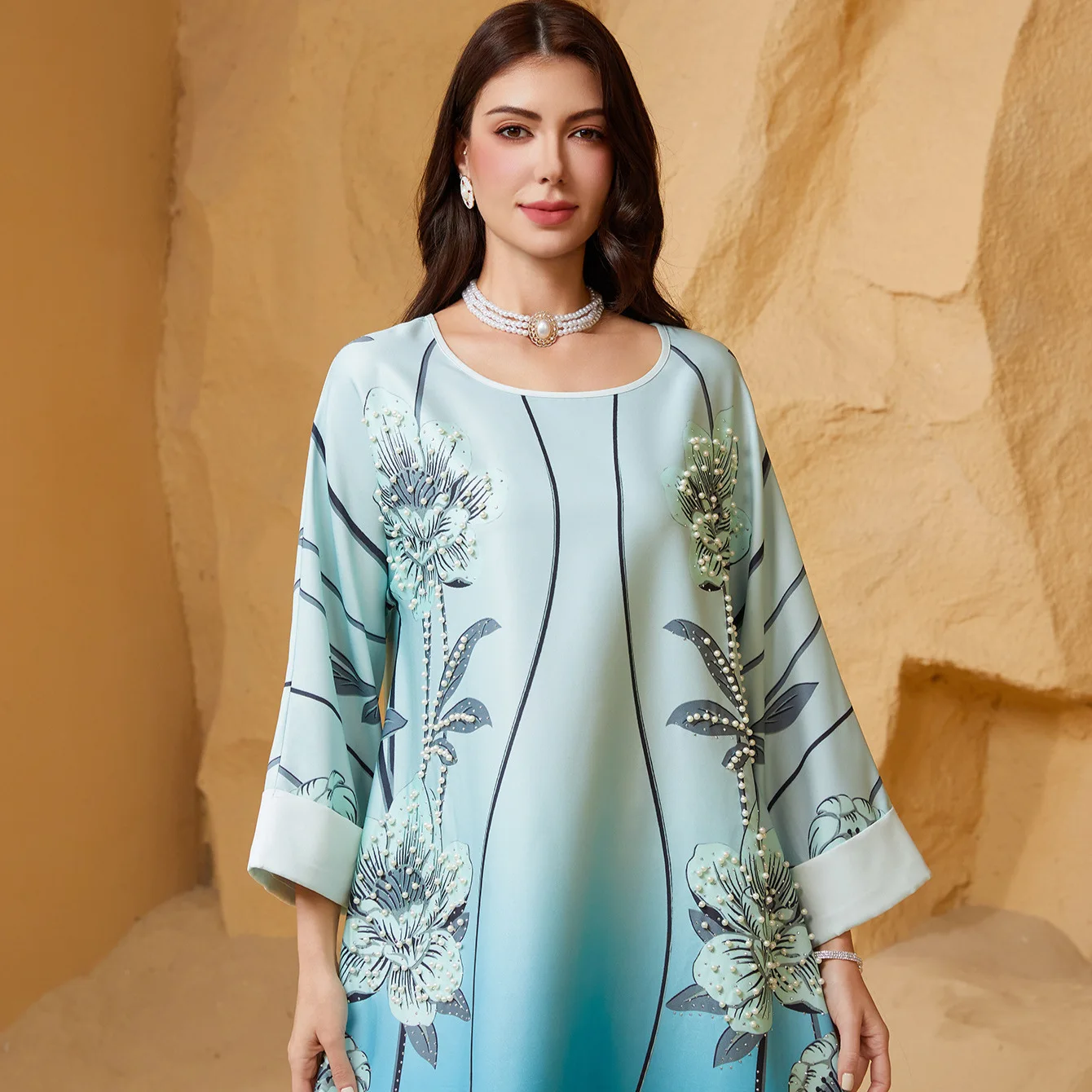 Sw2511 New Women's Round Neck Printed Beaded Dress 2026 Muslim Long Dress Robe Abaya Ramadan Dubai Luxury Islam Elegant
Sw2511 New Women's Round Neck Printed Beaded Dress 2026 Muslim Long Dress Robe Abaya Ramadan Dubai Luxury Islam Elegant