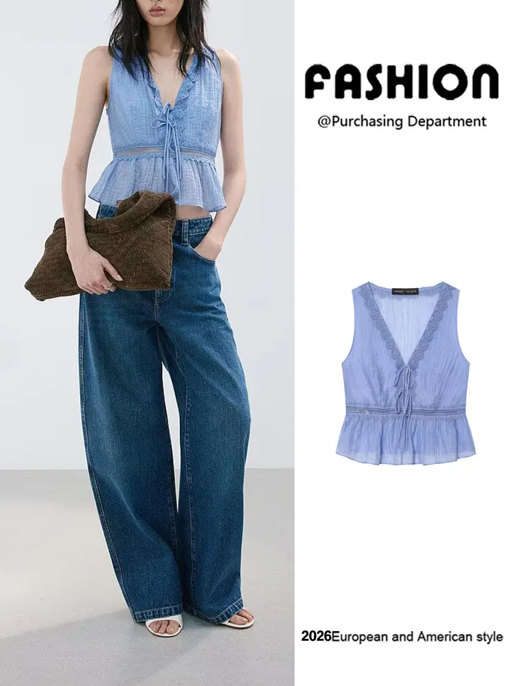 Fashionable Lace Sleeveless V-Neck Tank Top Women's Summer New Arrival Versatile Slimming Trendy Short Length Chinese Style Top
Fashionable Lace Sleeveless V-Neck Tank Top Women's Summer New Arrival Versatile Slimming Trendy Short Length Chinese Style Top