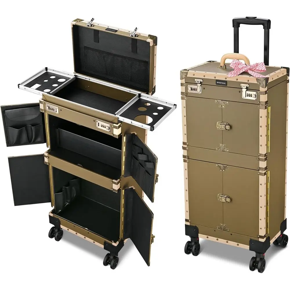 BYOOTIQUE Rolling Makeup Train Case 15" x 11" x 33" Travel Stylist Case Lockable Hairdring Trolley or Hair Sn Clipper Trimmer Bo
BYOOTIQUE Rolling Makeup Train Case 15" x 11" x 33" Travel Stylist Case Lockable Hairdring Trolley or Hair Sn Clipper Trimmer Bo