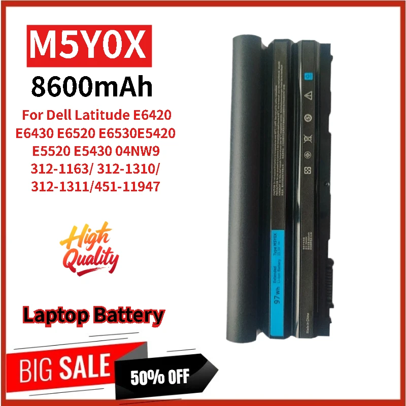 100% New M5Y0X Laptop Battery 11.1V 97Wh 8600mAh For Dell Latitude E5520 E5430 E5530 E6420 E5420 E6430 High Quality
100% New M5Y0X Laptop Battery 11.1V 97Wh 8600mAh For Dell Latitude E5520 E5430 E5530 E6420 E5420 E6430 High Quality