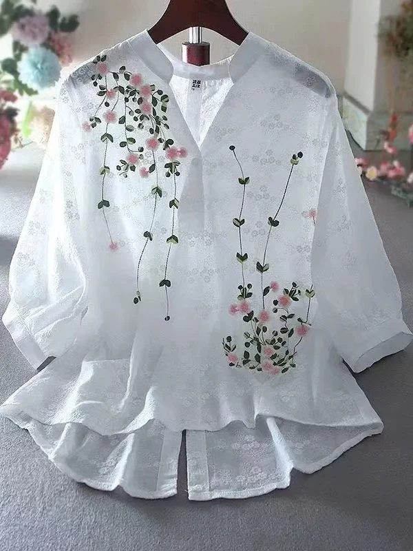 Summer 2025 New Sle Lace Embroidery V-Ne irt Loose Fit Thin Material Top Women's Busin Casual Faion Long ort
Summer 2025 New Sle Lace Embroidery V-Ne irt Loose Fit Thin Material Top Women's Busin Casual Faion Long ort