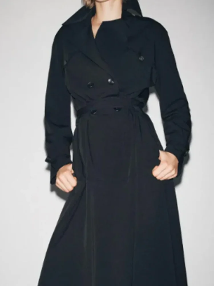 Chic Black Lace-up Long Trench Coat Women Fashion Lapel Full Sleeve Double Breasted Loose Windbreakers 2026 Lady Commute Coat
Chic Black Lace-up Long Trench Coat Women Fashion Lapel Full Sleeve Double Breasted Loose Windbreakers 2026 Lady Commute Coat