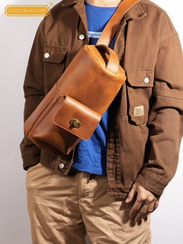 Повседневная мужская однотонная сумка из натуральной яловой кожи на одно плечо, сумка ручной работы на молнии, мужские байкерские сумки через плечо на груди
Повседневная мужская однотонная сумка из натуральной яловой кожи на одно плечо, сумка ручной работы на молнии, мужские байкерские сумки через плечо на груди