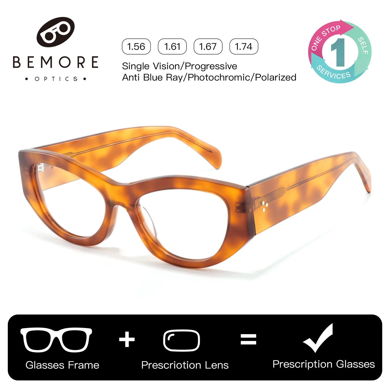 BEMORE Cat Eye Prescription Glasses with Prescription Photochromic Anti Blue Light Acetate Eyeglasses Women
BEMORE Cat Eye Prescription Glasses with Prescription Photochromic Anti Blue Light Acetate Eyeglasses Women