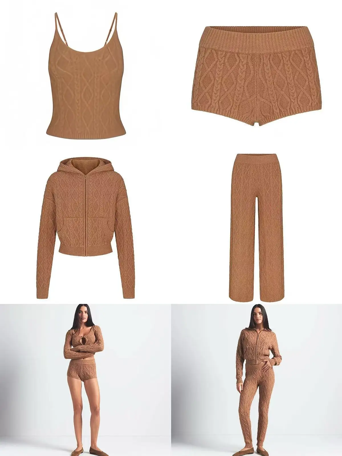 Комплект женский осенний: вязаная шапка на молнии цвета карамели, длинные брюки, свитер. Повседневный, комфортный, из смесовой хлопково-шерстяной ткани средней плотности.
Комплект женский осенний: вязаная шапка на молнии цвета карамели, длинные брюки, свитер. Повседневный, комфортный, из смесовой хлопково-шерстяной ткани средней плотности.